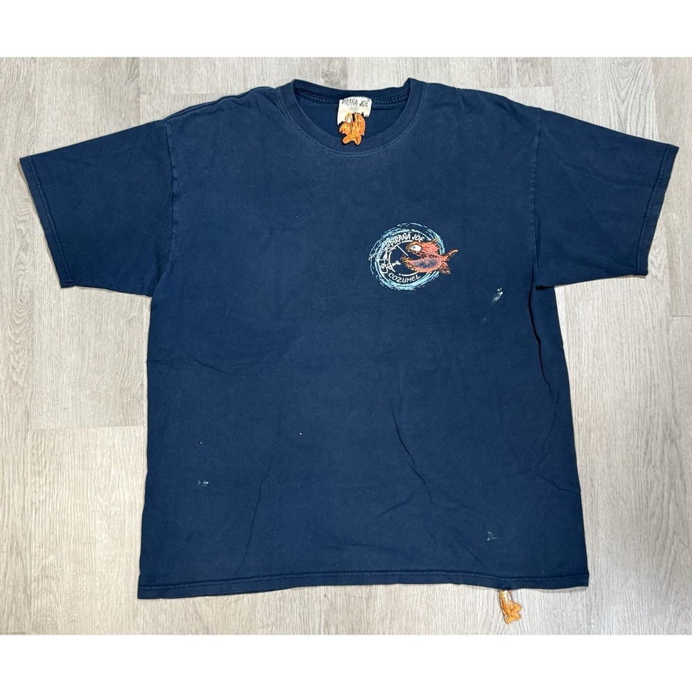 Vintage 90s Pirana Joe Cozumel Mexico T-Shirt Men's Size XL Fish Shaped Tags